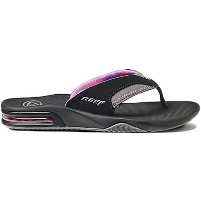 2024 Reef Damen Fanning Flaschenffner Flip Flops Schwarz Grau R01626